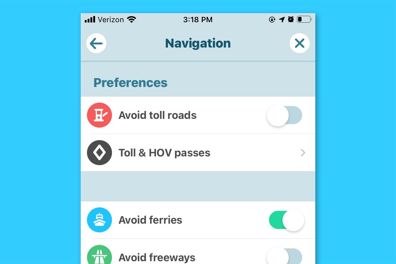 waze screenshot - navigation settings