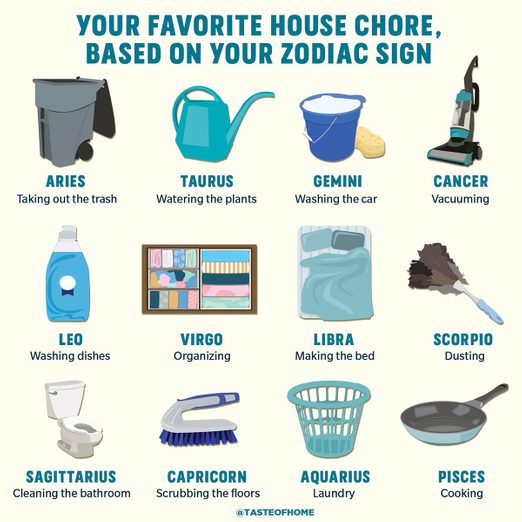 Your Favorite Chore, Based on Your Zodiac Sign | Reader's Digest