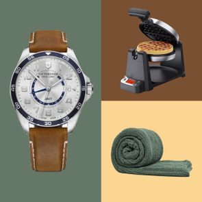 Three mens gifts on different colored square backgrounds