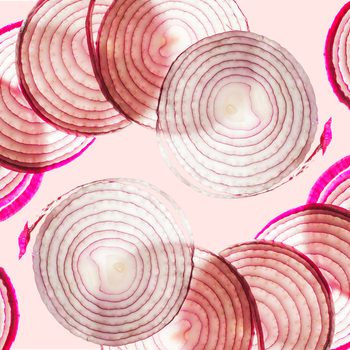 pattern of onion slices and Food on Your Plate logo