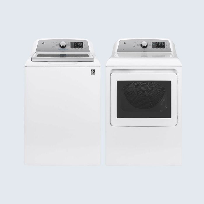GE High-Efficiency Top Load Washing Machine with FlexDispense and Electric Vented Dryer