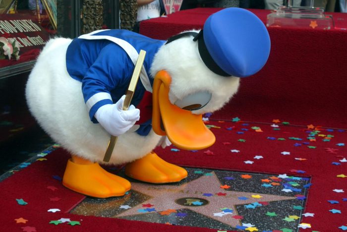 Donald Duck Honored with a Star on the Hollywood Walk of Fame for His Achievements in Film