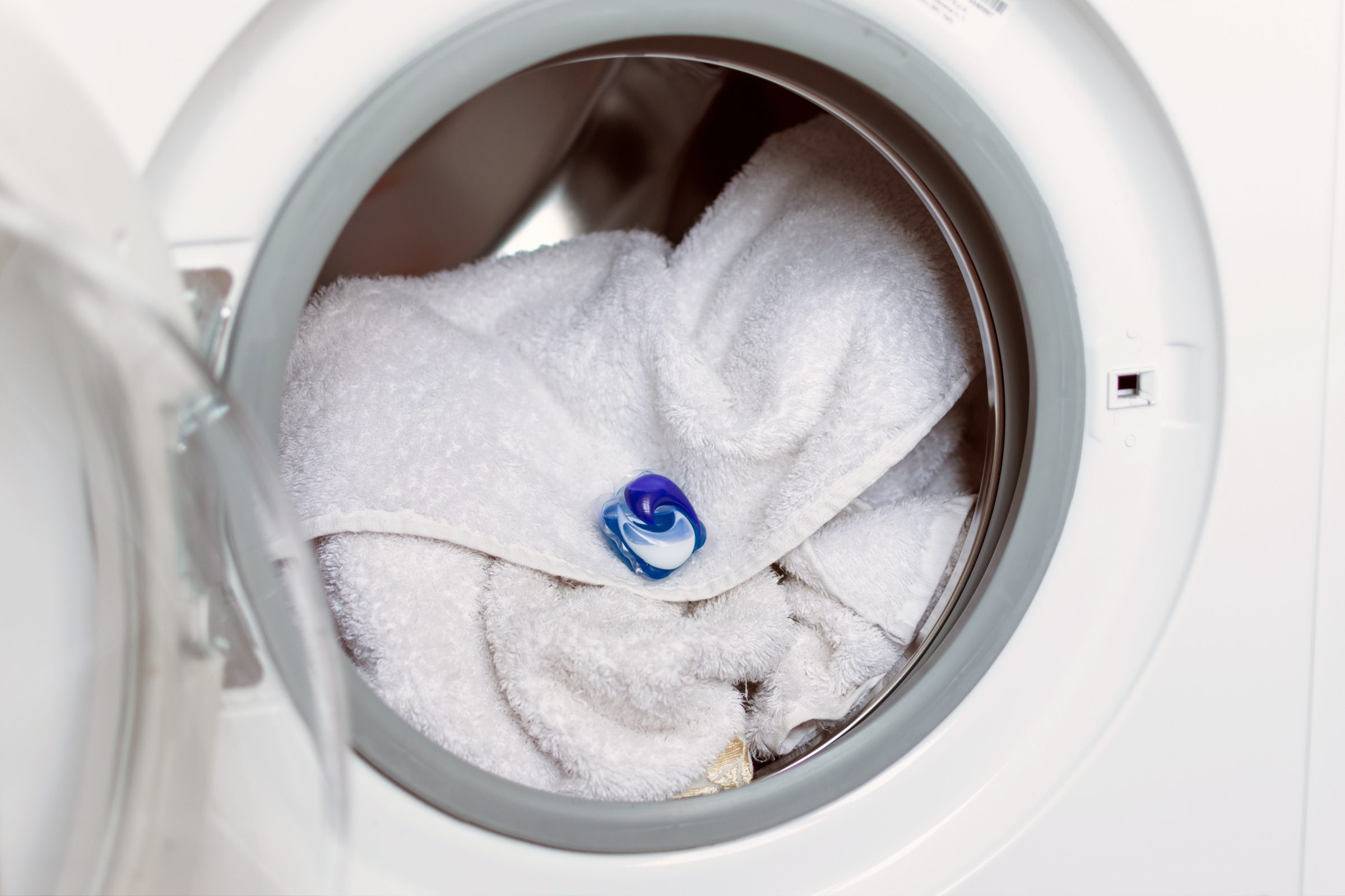 laundry detergent pod in washing machine