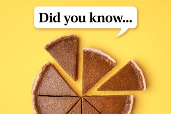 pumpkin pie cut into slices on yellow background. speech bubble reads, "Did you know..."