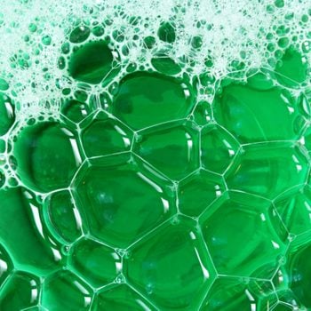 Group of green bubbles on white background