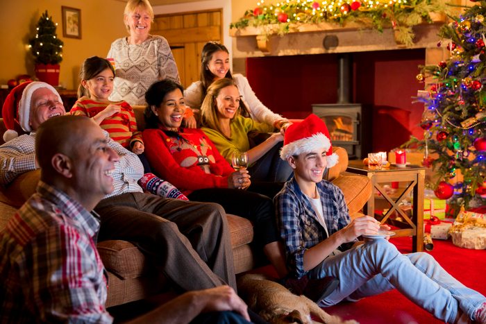 Family Watching Christmas Television