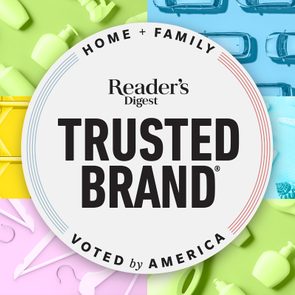 Reader's Digest Trusted Brand logo over a collage of backgrounds