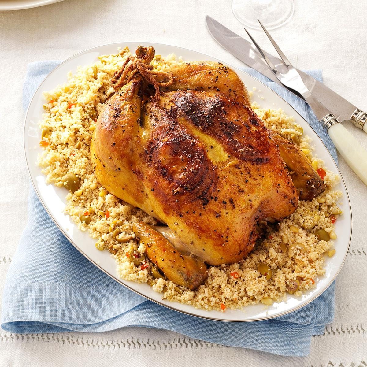 Lemon-Roasted Chicken with Olive Couscous