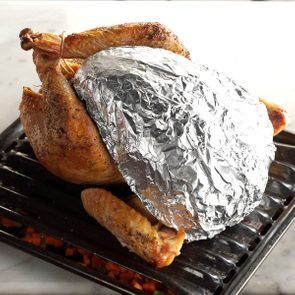 Foil cover on roasted Thanksgiving turkey