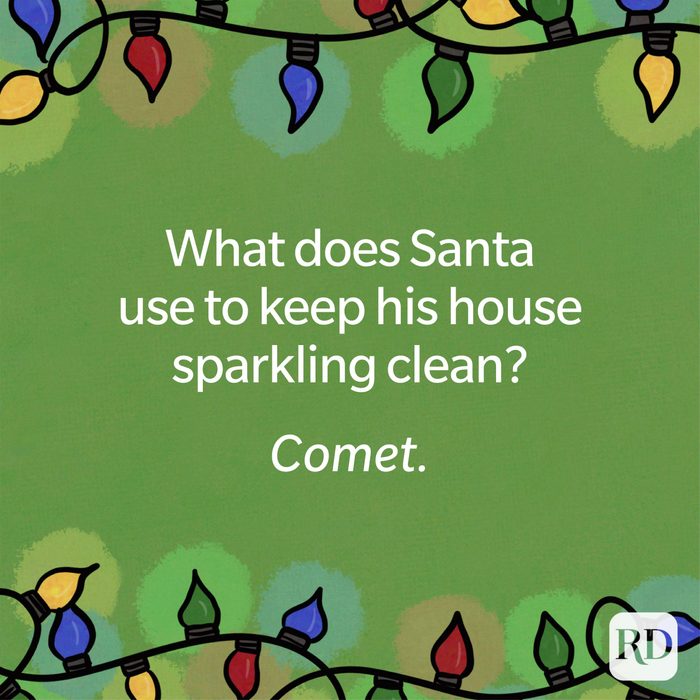 What does Santa use to keep his house sparkling clean?