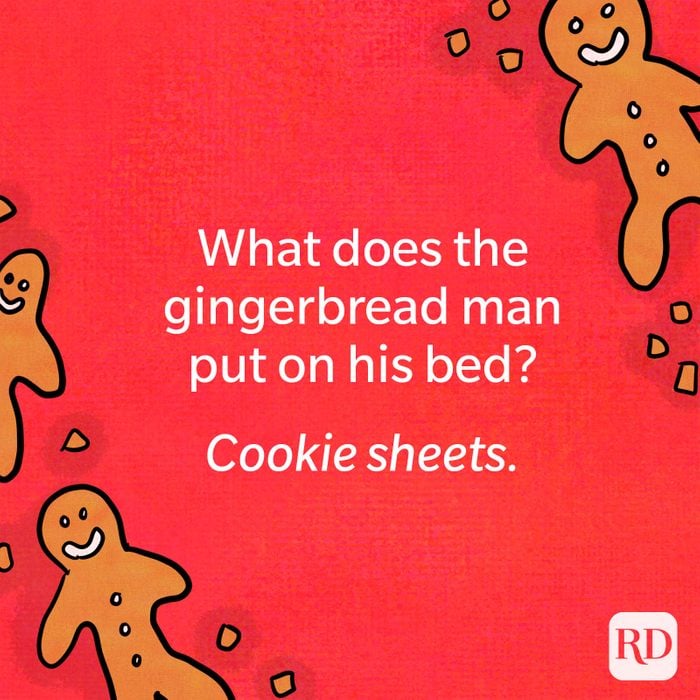 What does the gingerbread man put on his bed?
