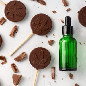 Cannabis chocolate lollipops made with CBD infused tincture