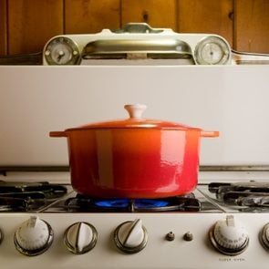 cast iron pot on stove