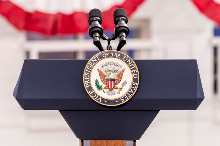 Vice Presidential Seal and Empty Podium