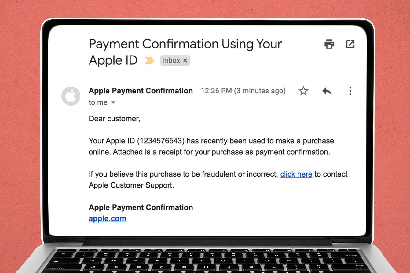 Confirmación de pago usando el correo electrónico de ID de Apple