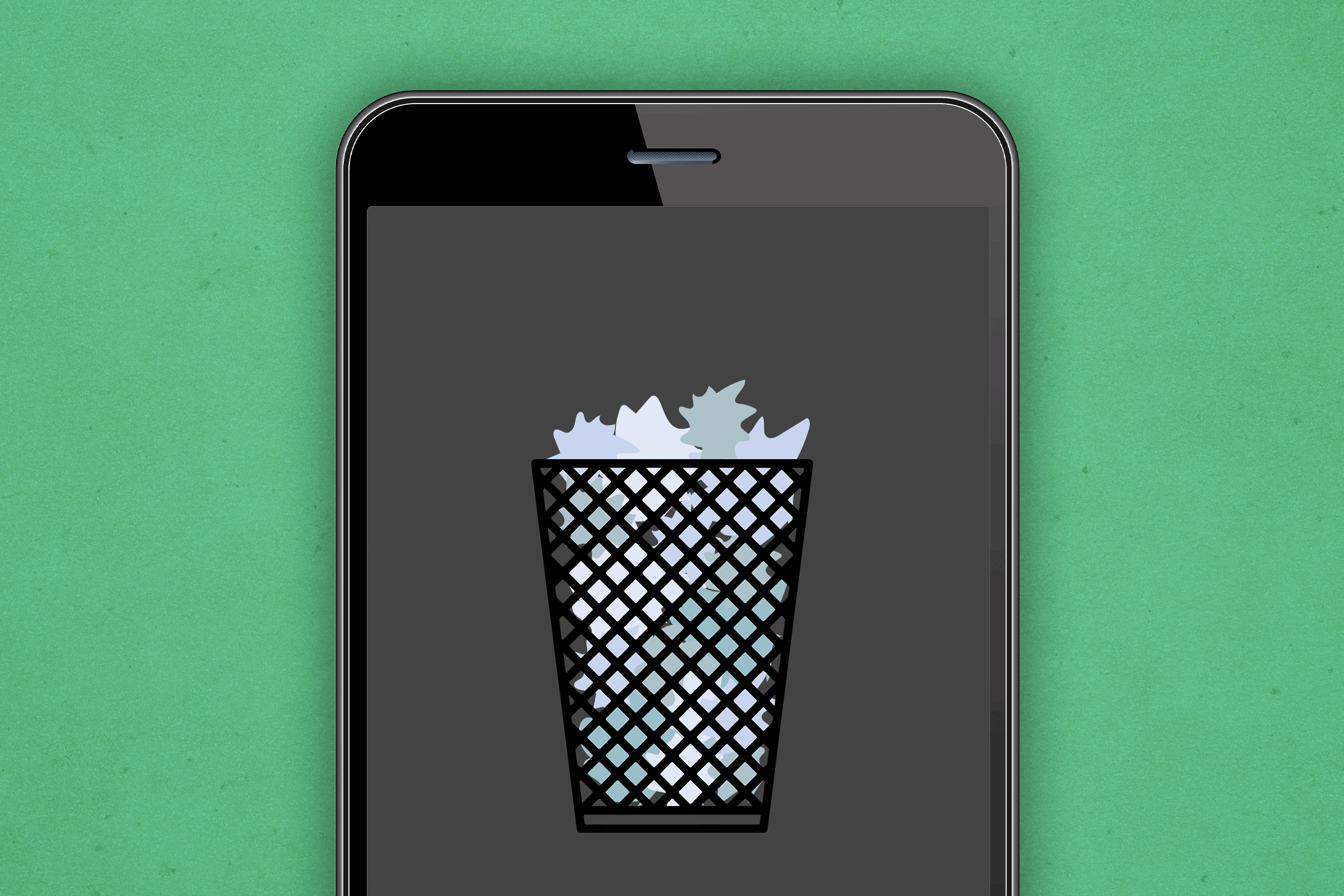 Animation of emptying trashcan on phone