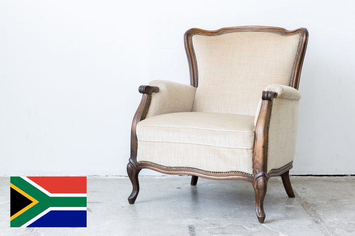 decorative chair with south africa flag