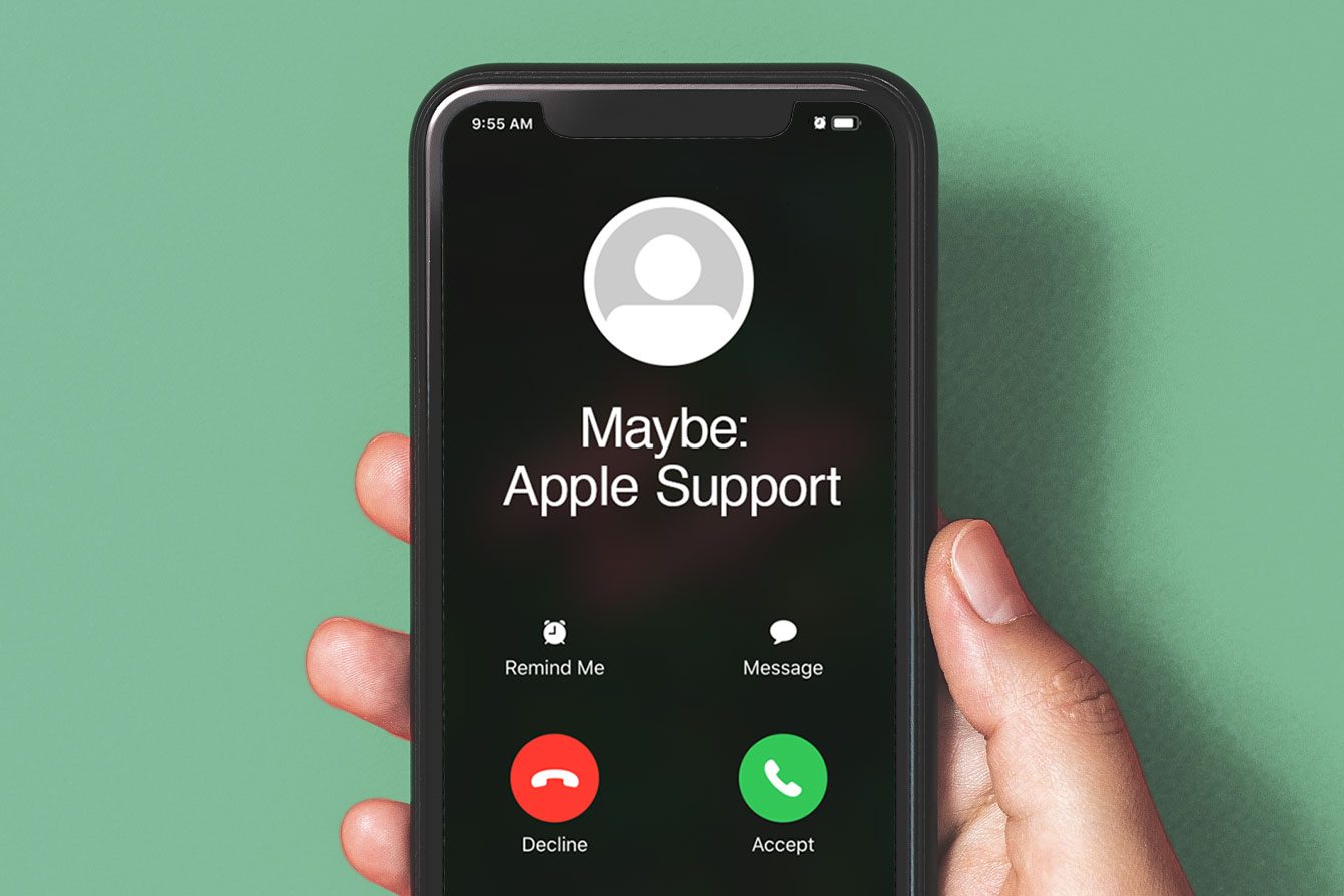 Llamada telefónica de soporte de Apple