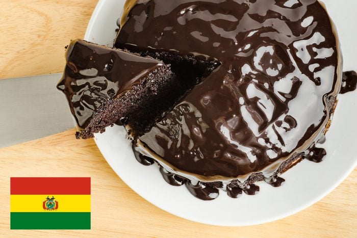 Bolivia flag with a chocolate cake