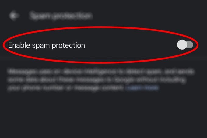 Enable Spam Protection Off Android