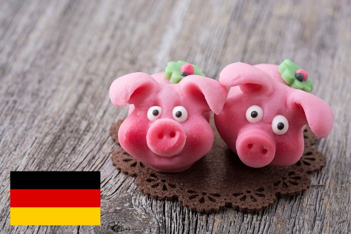 marzipan pig candy with germany flag