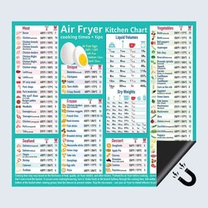 Air Fryer Accessories Cooking Times Cheat Sheet Kitchen Conversion Chart Fridge Magnet Amazon.com