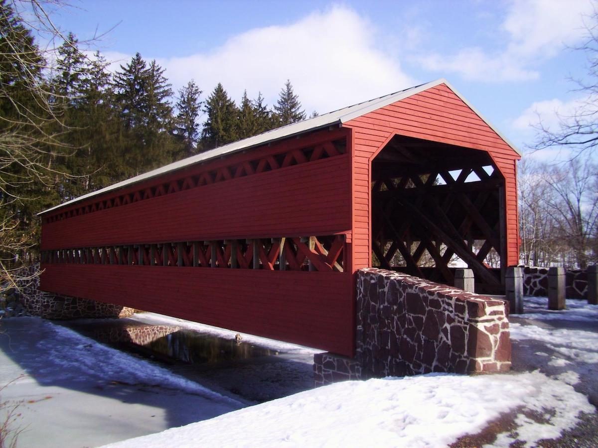 Sach's Covered Bridge on a sunny winter day
