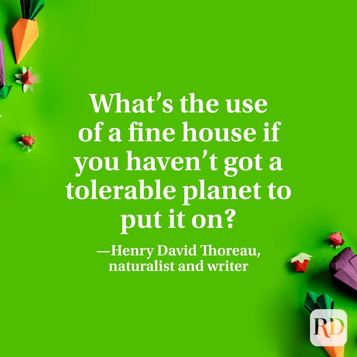 “What’s the use of a fine house if you haven’t got a tolerable planet to put it on?” —Henry David Thoreau, naturalist and writer