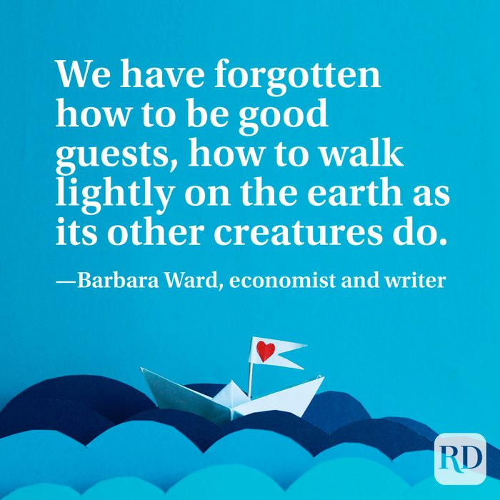 “We have forgotten how to be good guests, how to walk lightly on the earth as its other creatures do.” —Barbara Ward, economist and writer