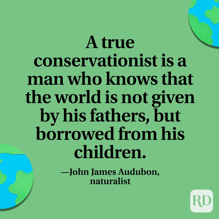 “A true conservationist is a man who knows that the world is not given by his fathers, but borrowed from his children.” —John James Audubon, naturalist.
