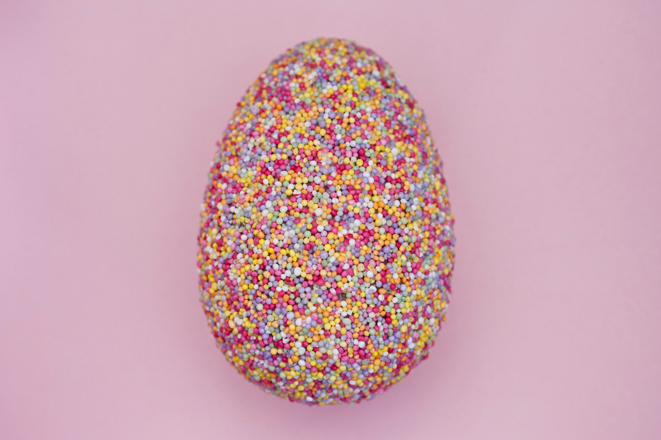 Easter egg covered in candy sprinkles