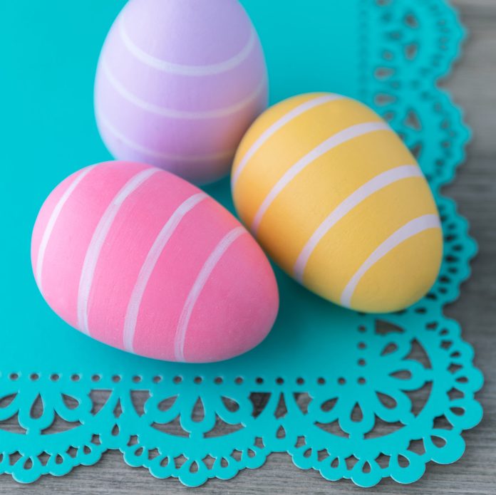 Colorful striped Easter eggs