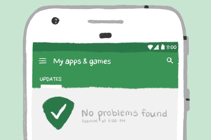 Illustration of Google Play Protect app and logo