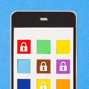 A phone screen with a variety of apps, some showing lock icons to symbolize locked apps