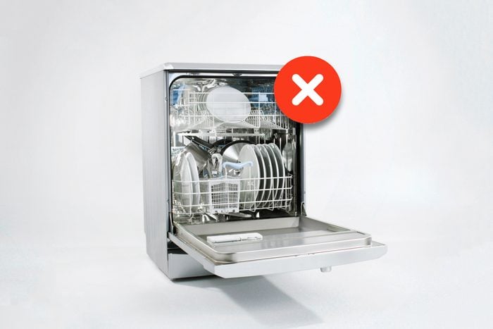 dishwasher with a red circle with an x