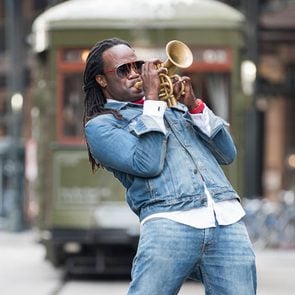 Shamarr Allen playing the trumpet