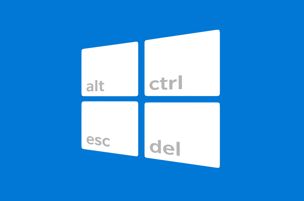 Windows 10 Logo with keyboard keys on the four tiles
