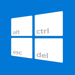 Windows 10 Logo with keyboard keys on the four tiles