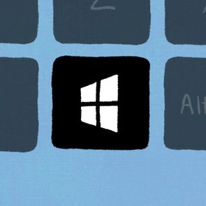 Windows keyboard with the windows key illuminated to represent keyboard shortcuts