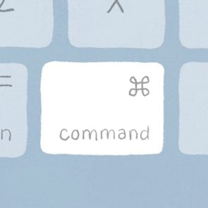 A mac keyboard illustration with the command key highlighted