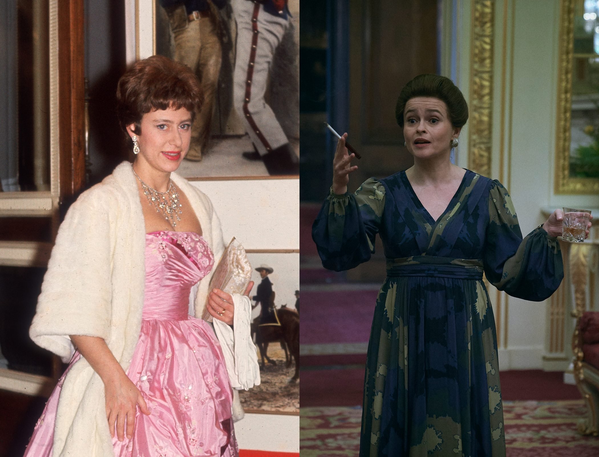 Princess Margaret in middle age, as played by Helena Bonham Carter