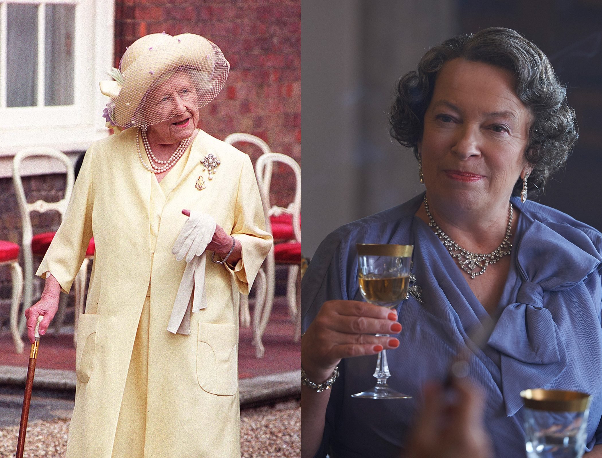 The Queen Mother, as played by Marion Bailey