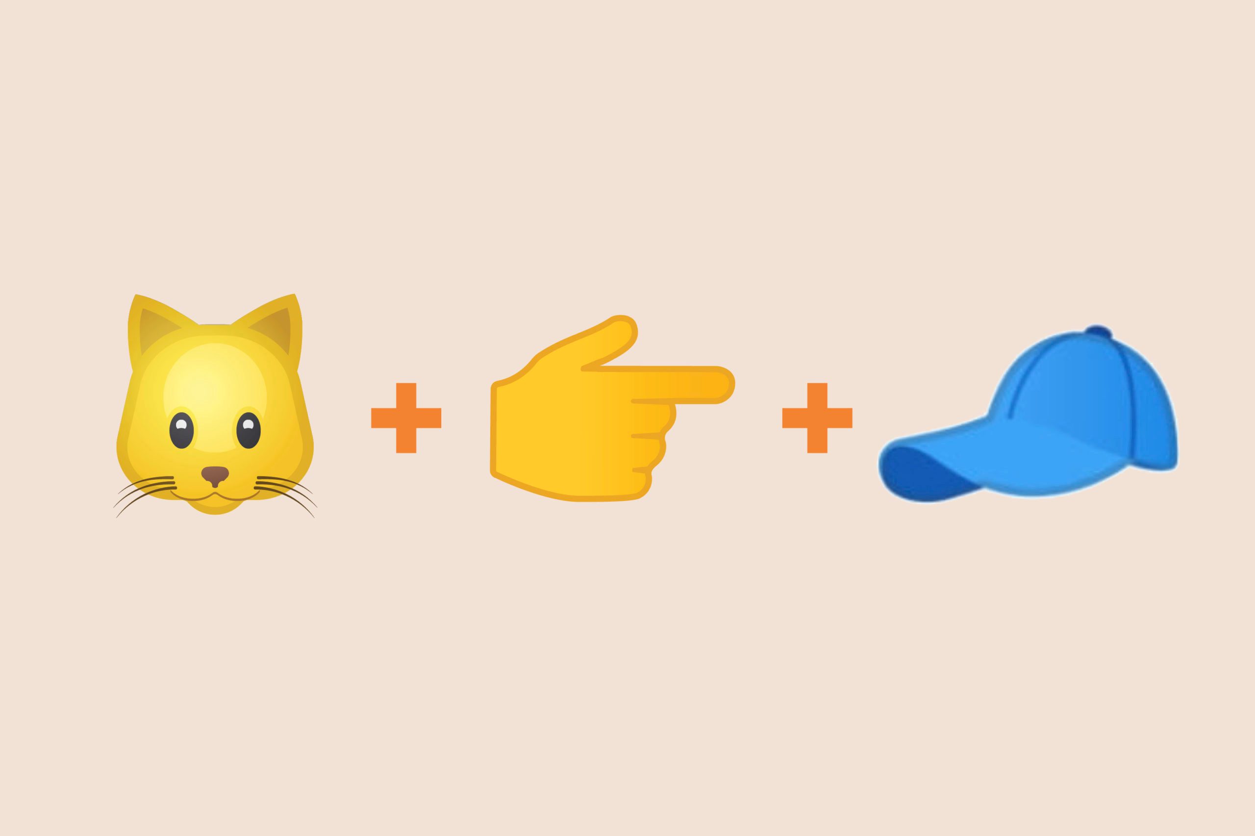 Cat emoji + pointing emoji + hat emoji