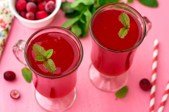 Russian traditional sweet drink kissel with cranberries