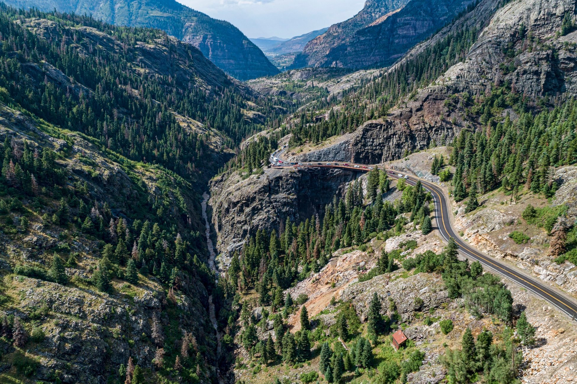 Drone picture of Colorado's Million Dollar Highway