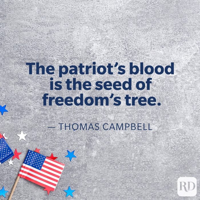 Thomas Campbell quote on concrete texture with American flags