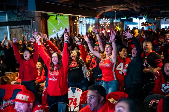 San Francisco 49ers' Fans Watch Their Team's Super Bowl LIV Match Up Against The Kansas City Chiefs