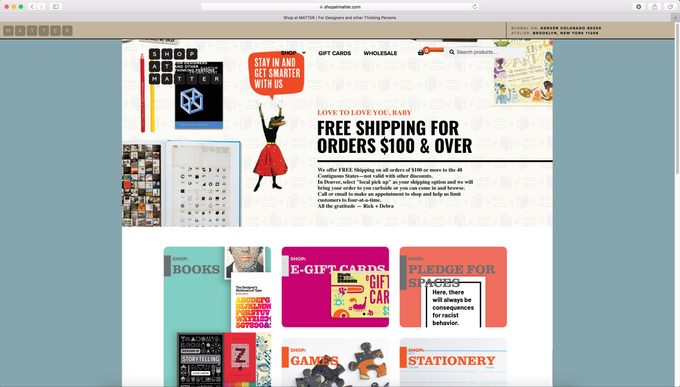 Shopatmatter.com home page