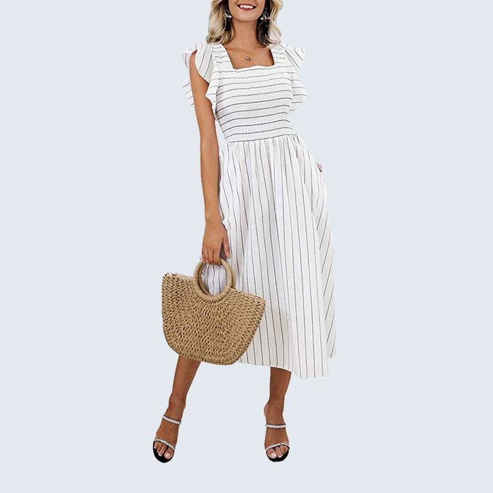 For the millennial mom: Miessial Striped Linen Dress