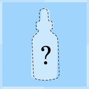 Outline of serum bottle with question mark in middle